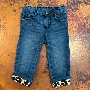 Leopard Cuffed Denim Jeans